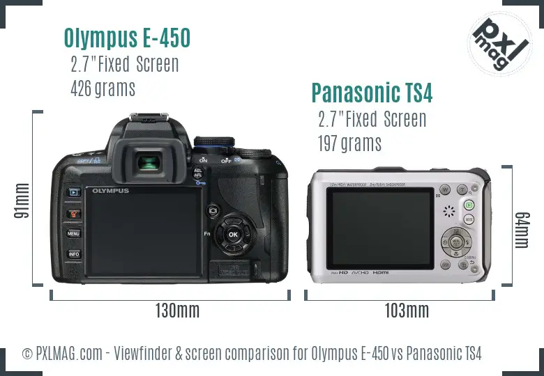 Olympus E-450 vs Panasonic TS4 Screen and Viewfinder comparison