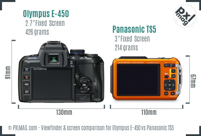 Olympus E-450 vs Panasonic TS5 Screen and Viewfinder comparison