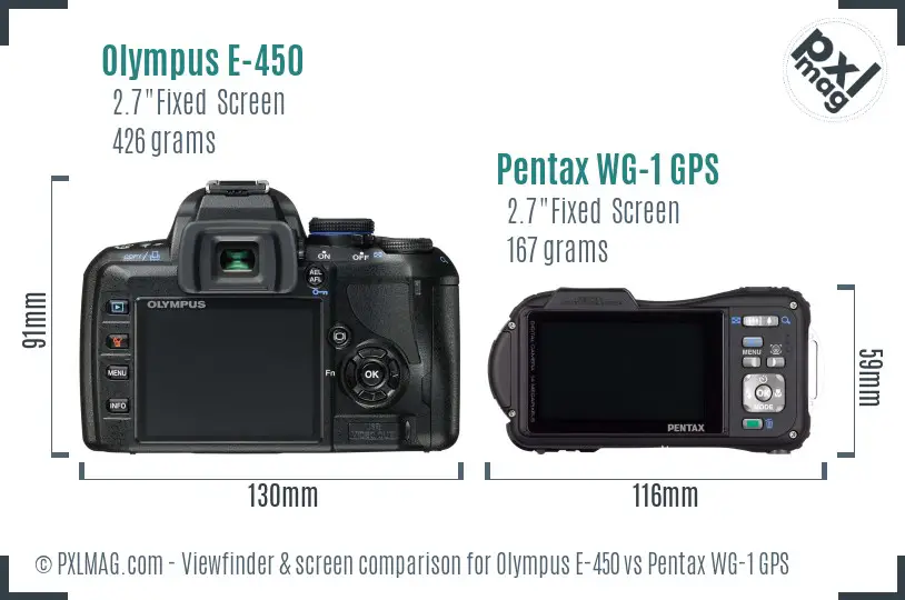 Olympus E-450 vs Pentax WG-1 GPS Screen and Viewfinder comparison