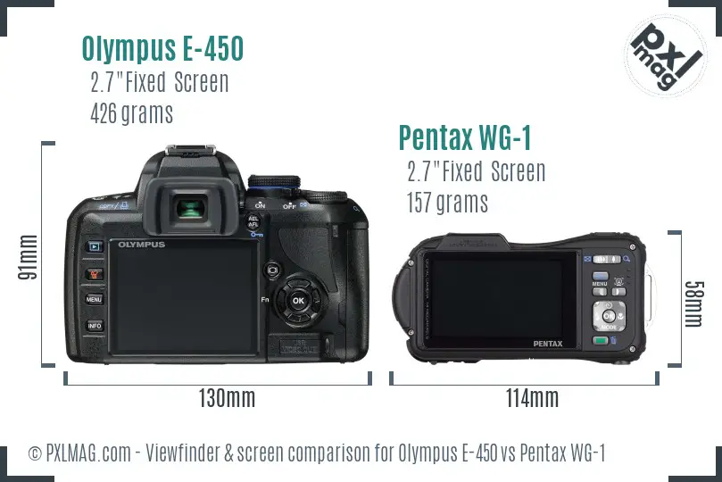 Olympus E-450 vs Pentax WG-1 Screen and Viewfinder comparison
