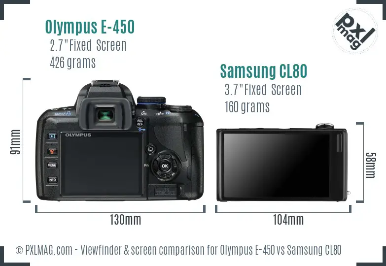 Olympus E-450 vs Samsung CL80 Screen and Viewfinder comparison