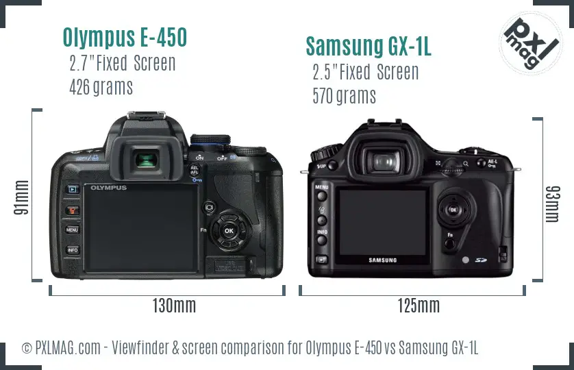 Olympus E-450 vs Samsung GX-1L Screen and Viewfinder comparison