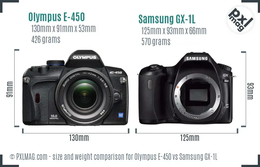 Olympus E-450 vs Samsung GX-1L size comparison