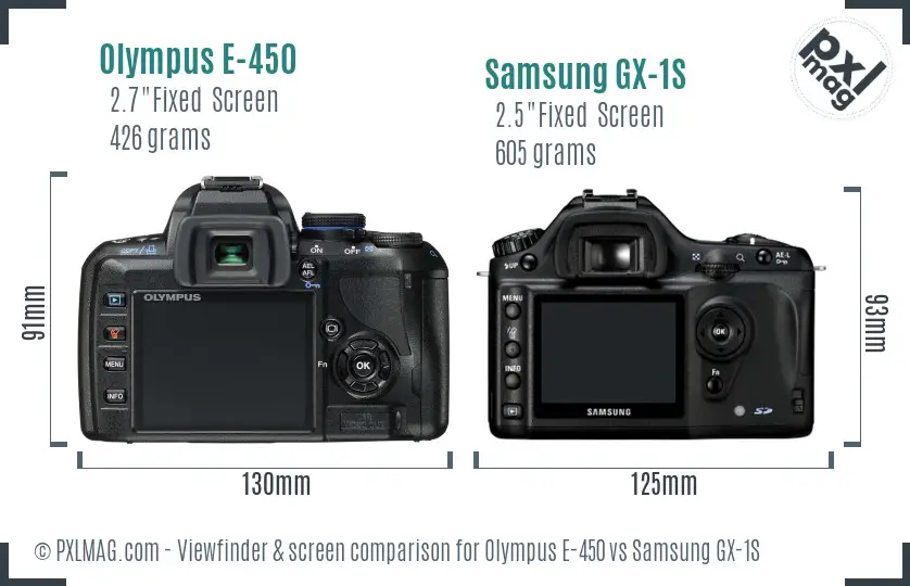 Olympus E-450 vs Samsung GX-1S Screen and Viewfinder comparison