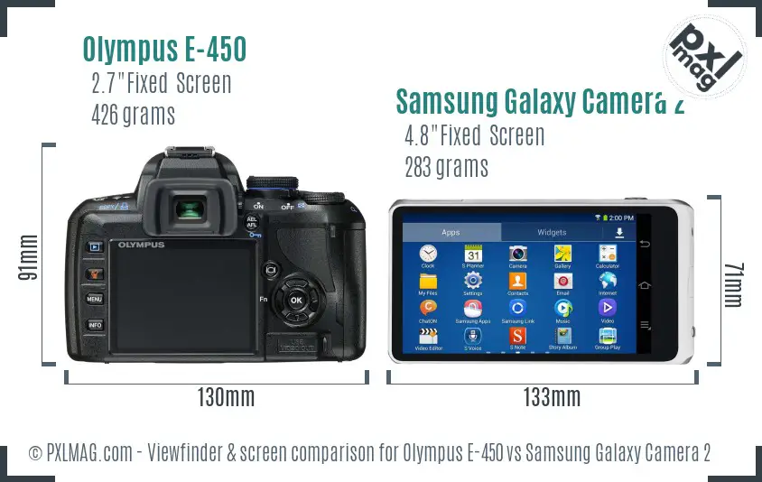 Olympus E-450 vs Samsung Galaxy Camera 2 Screen and Viewfinder comparison