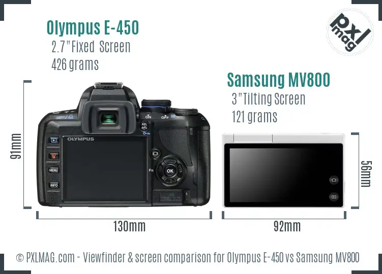 Olympus E-450 vs Samsung MV800 Screen and Viewfinder comparison Olympus E-450 vs Samsung MV800 Screen and Viewfinder comparison