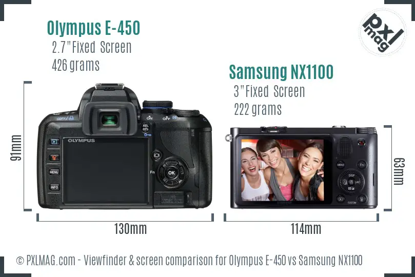 Olympus E-450 vs Samsung NX1100 Screen and Viewfinder comparison Olympus E-450 vs Samsung NX1100 Screen and Viewfinder comparison