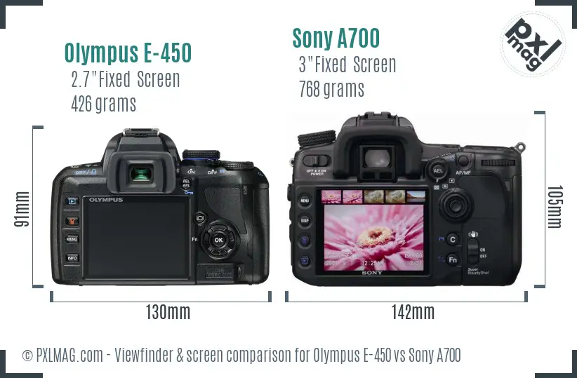 Olympus E-450 vs Sony A700 Screen and Viewfinder comparison