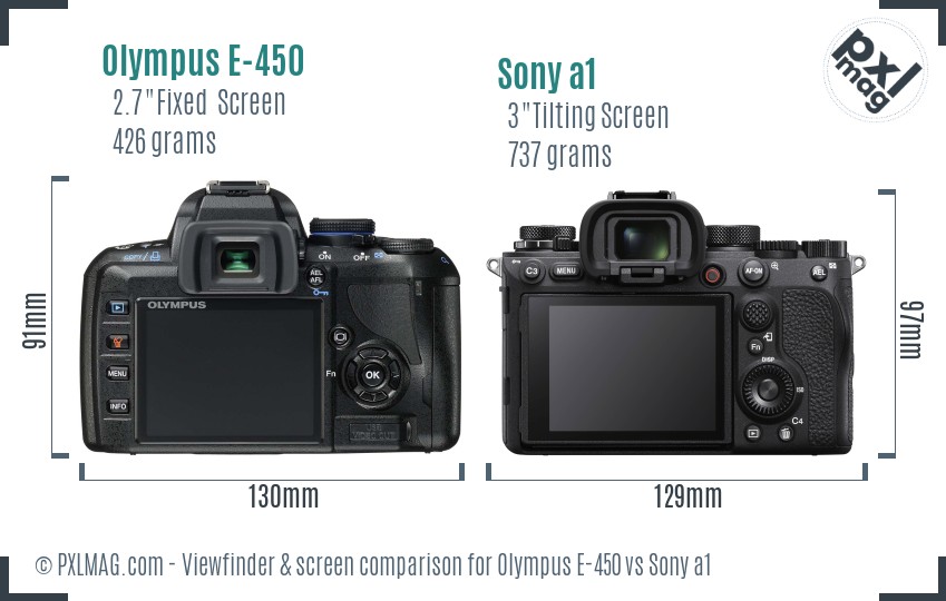 Olympus E-450 vs Sony a1 Screen and Viewfinder comparison