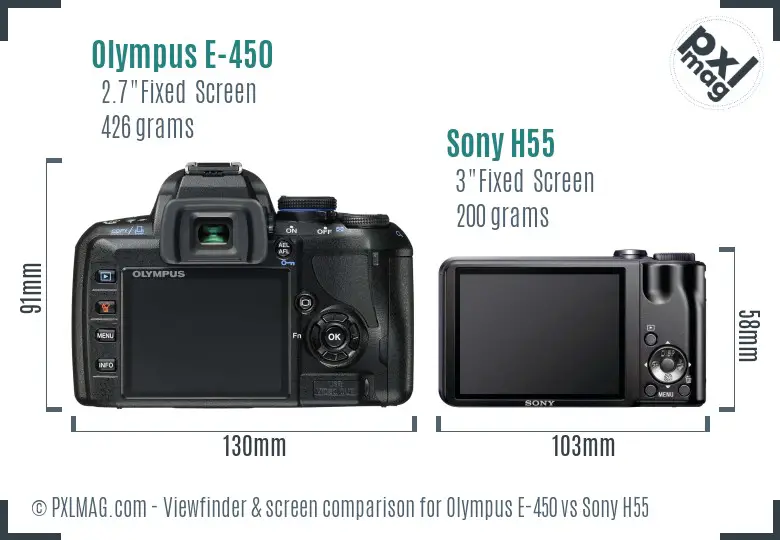 Olympus E-450 vs Sony H55 Screen and Viewfinder comparison