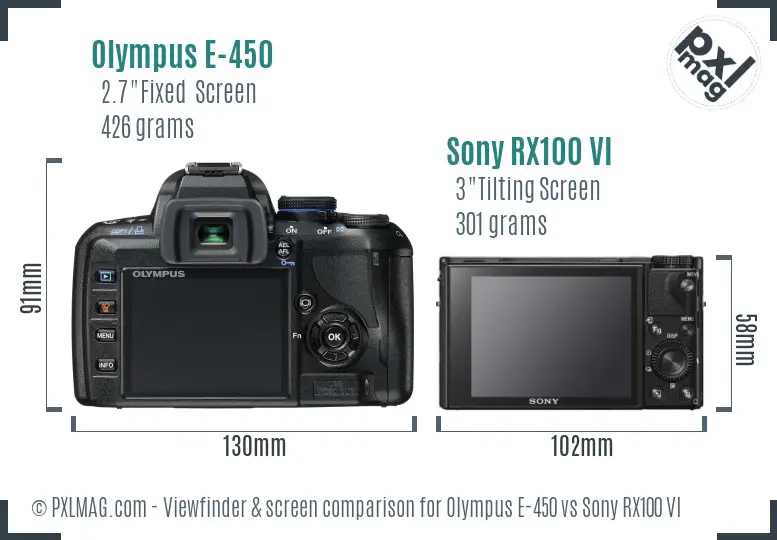 Olympus E-450 vs Sony RX100 VI Screen and Viewfinder comparison Olympus E-450 vs Sony RX100 VI Screen and Viewfinder comparison
