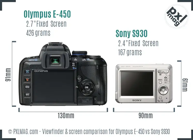 Olympus E-450 vs Sony S930 Screen and Viewfinder comparison