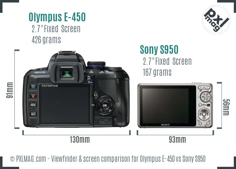 Olympus E-450 vs Sony S950 Screen and Viewfinder comparison