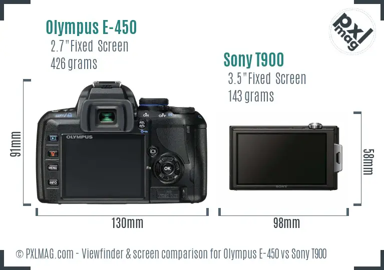 Olympus E-450 vs Sony T900 Screen and Viewfinder comparison