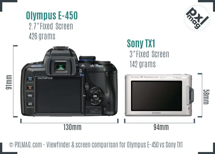 Olympus E-450 vs Sony TX1 Screen and Viewfinder comparison Olympus E-450 vs Sony TX1 Screen and Viewfinder comparison