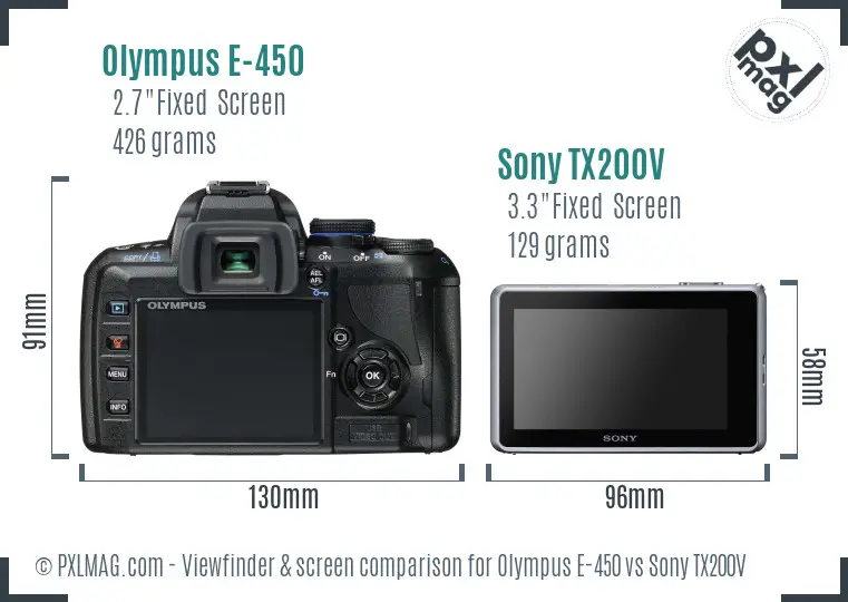 Olympus E-450 vs Sony TX200V Screen and Viewfinder comparison Olympus E-450 vs Sony TX200V Screen and Viewfinder comparison