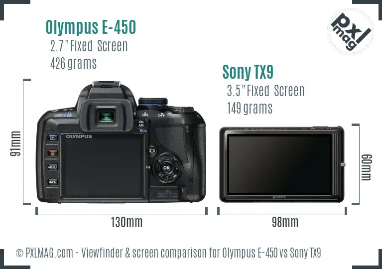 Olympus E-450 vs Sony TX9 Screen and Viewfinder comparison Olympus E-450 vs Sony TX9 Screen and Viewfinder comparison
