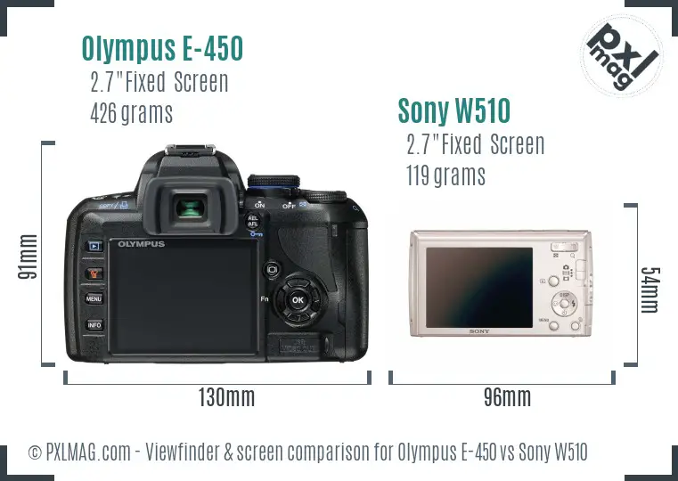 Olympus E-450 vs Sony W510 Screen and Viewfinder comparison Olympus E-450 vs Sony W510 Screen and Viewfinder comparison