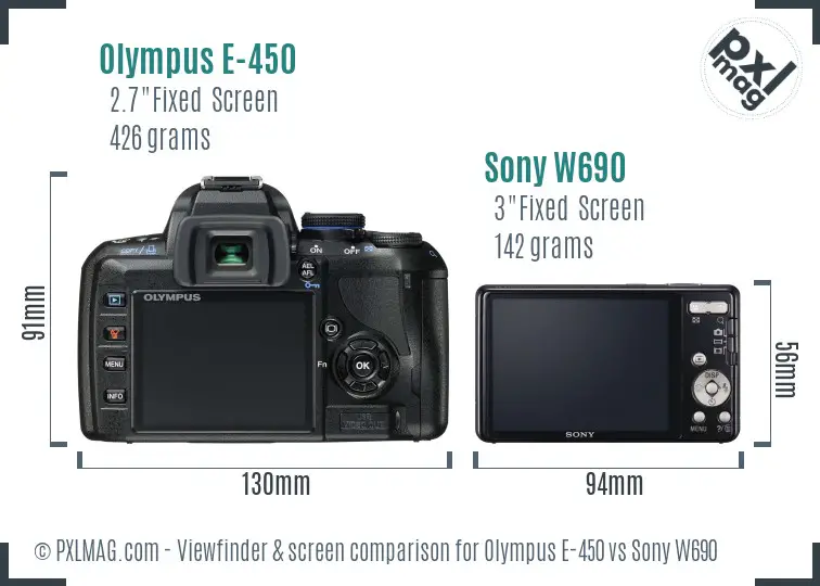 Olympus E-450 vs Sony W690 Screen and Viewfinder comparison