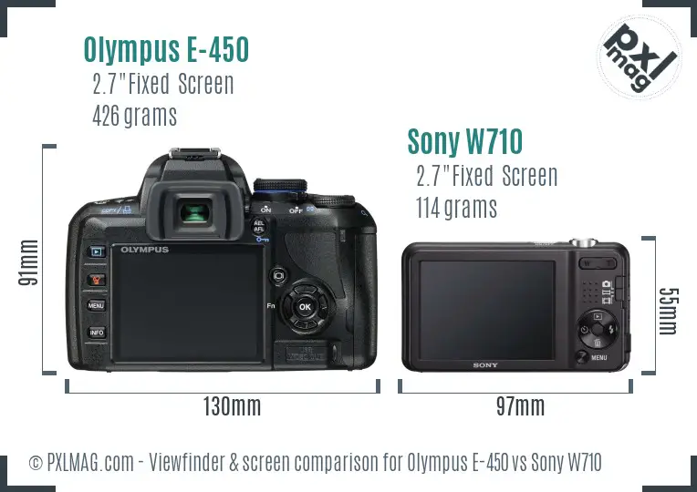 Olympus E-450 vs Sony W710 Screen and Viewfinder comparison