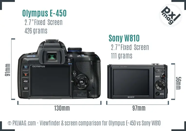 Olympus E-450 vs Sony W810 Screen and Viewfinder comparison