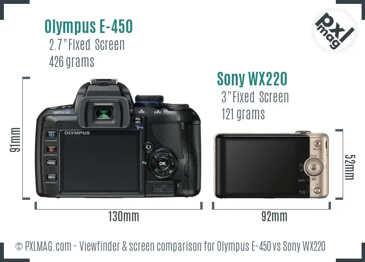 Olympus E-450 vs Sony WX220 Screen and Viewfinder comparison