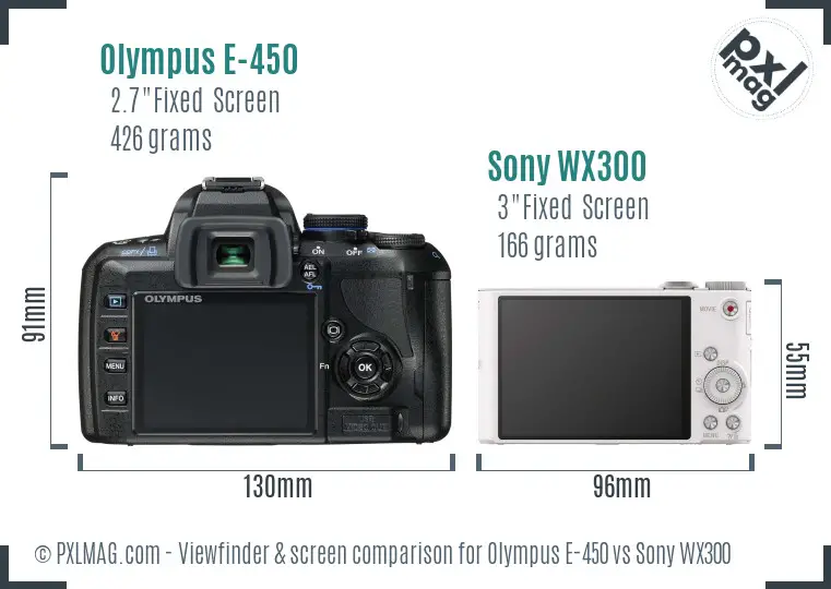 Olympus E-450 vs Sony WX300 Screen and Viewfinder comparison