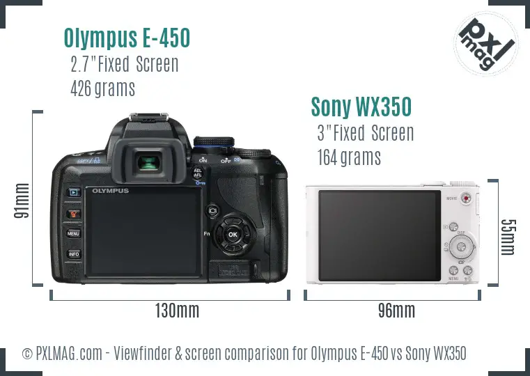 Olympus E-450 vs Sony WX350 Screen and Viewfinder comparison