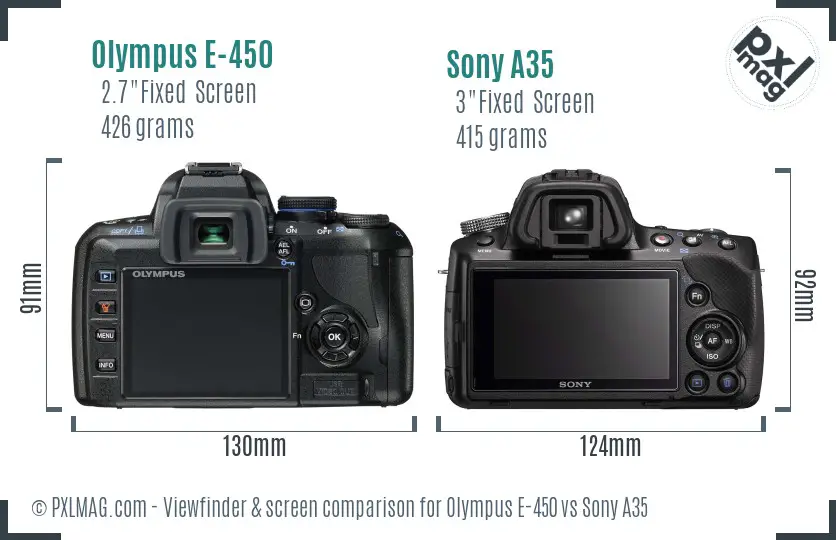 Olympus E-450 vs Sony A35 Screen and Viewfinder comparison