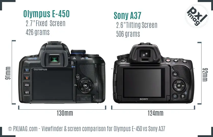 Olympus E-450 vs Sony A37 Screen and Viewfinder comparison