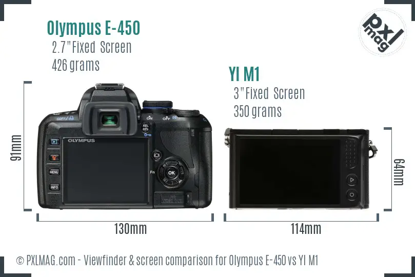 Olympus E-450 vs YI M1 Screen and Viewfinder comparison