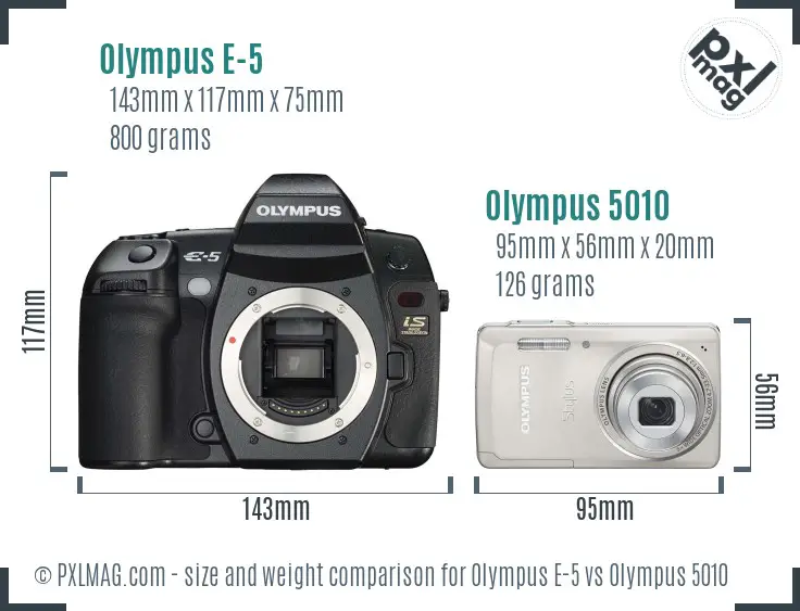 Olympus E-5 vs Olympus 5010 size comparison