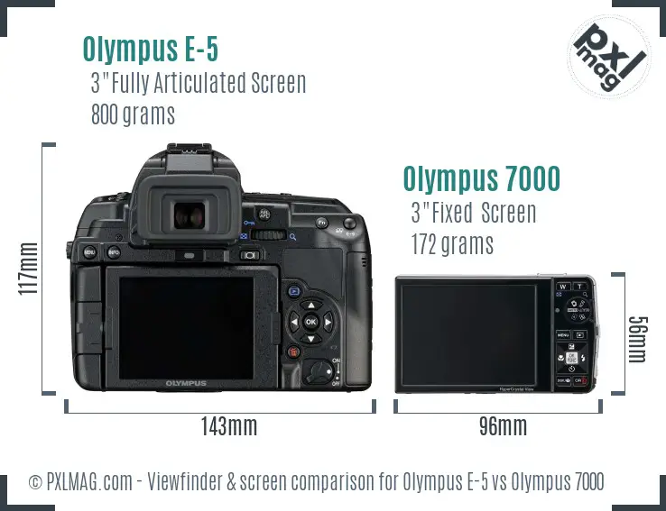 Olympus E-5 vs Olympus 7000 Screen and Viewfinder comparison