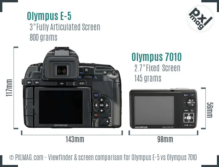 Olympus E-5 vs Olympus 7010 Screen and Viewfinder comparison