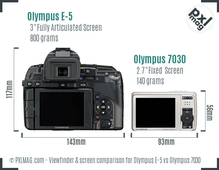 Olympus E-5 vs Olympus 7030 Screen and Viewfinder comparison