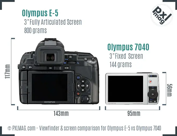 Olympus E-5 vs Olympus 7040 Screen and Viewfinder comparison