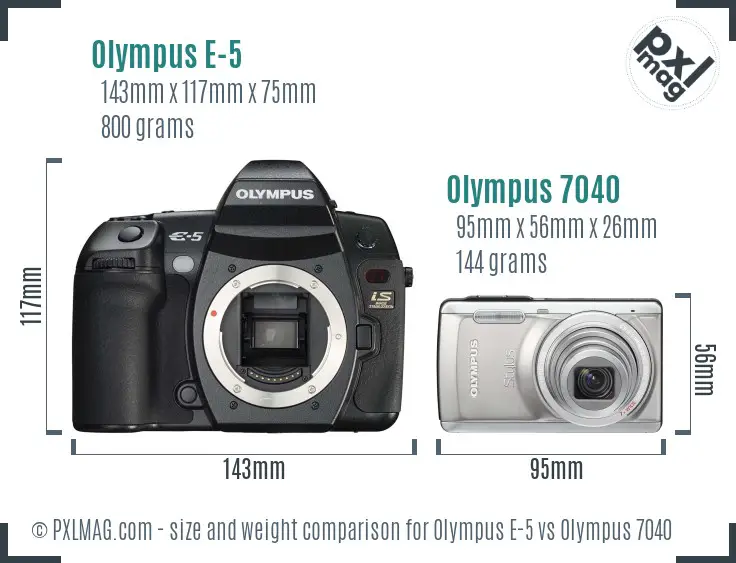 Olympus E-5 vs Olympus 7040 size comparison
