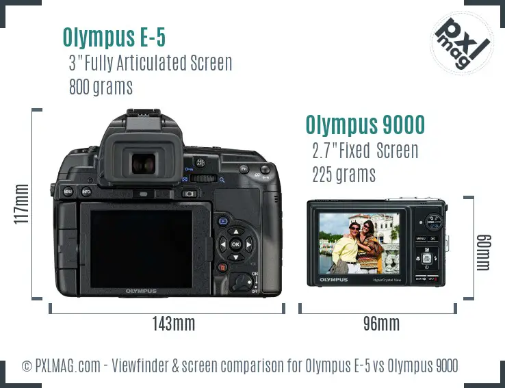 Olympus E-5 vs Olympus 9000 Screen and Viewfinder comparison