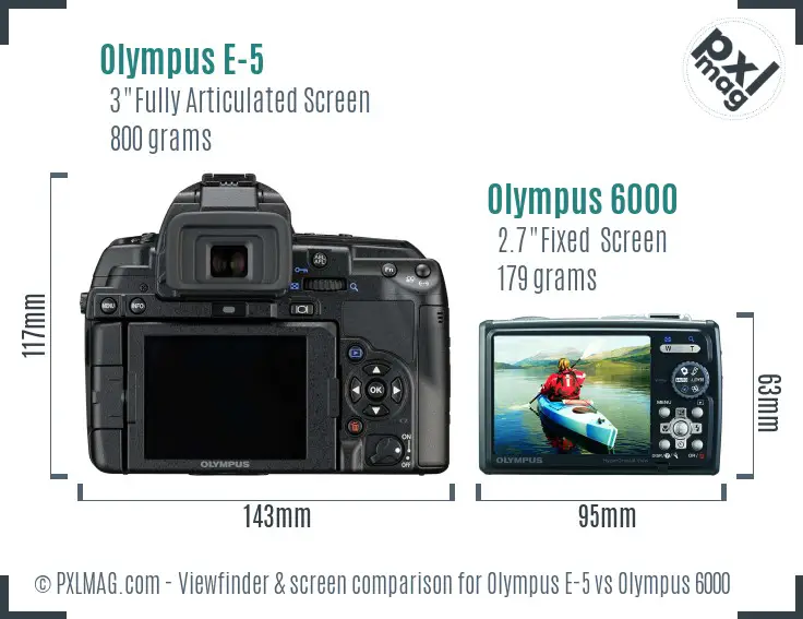 Olympus E-5 vs Olympus 6000 Screen and Viewfinder comparison