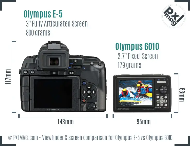Olympus E-5 vs Olympus 6010 Screen and Viewfinder comparison