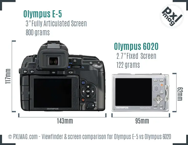 Olympus E-5 vs Olympus 6020 Screen and Viewfinder comparison