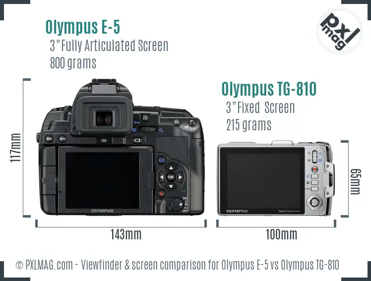 Olympus E-5 vs Olympus TG-810 Screen and Viewfinder comparison