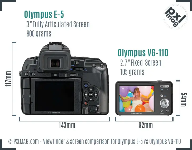 Olympus E-5 vs Olympus VG-110 Screen and Viewfinder comparison