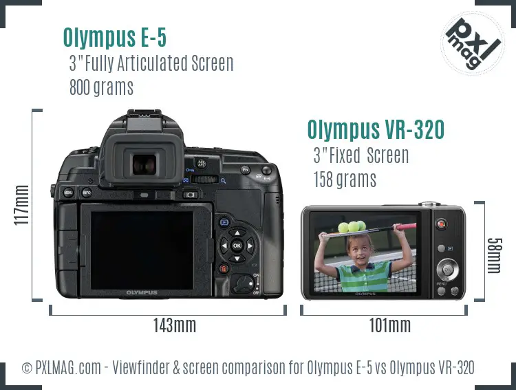 Olympus E-5 vs Olympus VR-320 Screen and Viewfinder comparison