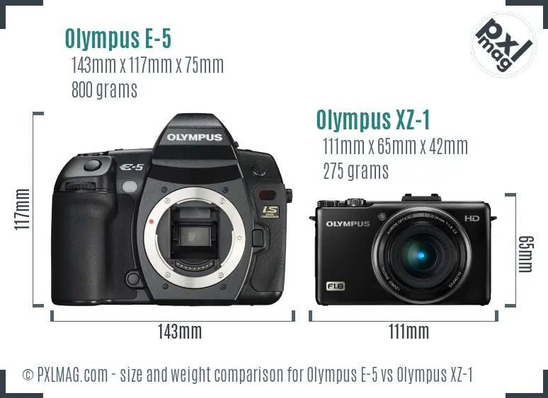 Olympus E-5 vs Olympus XZ-1 size comparison