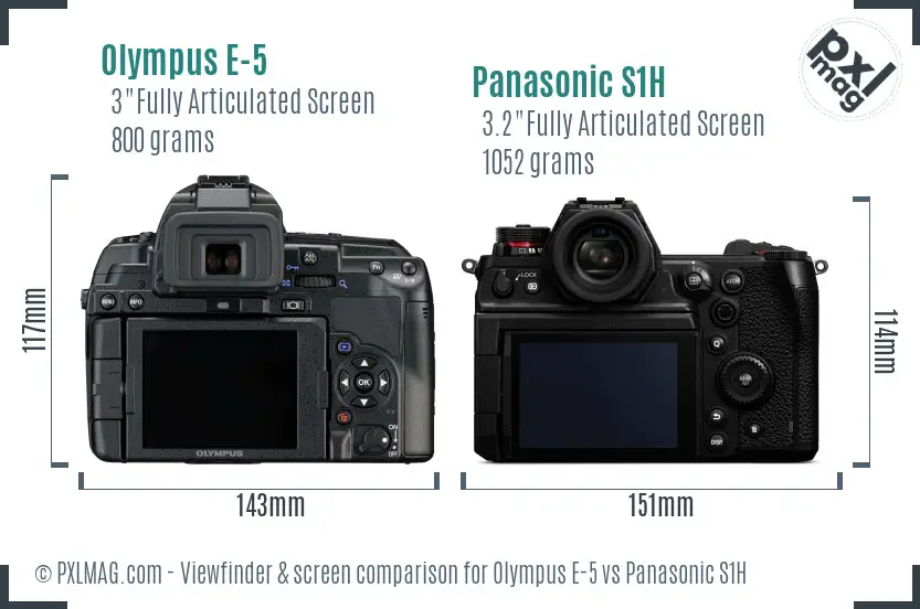 Olympus E-5 vs Panasonic S1H Screen and Viewfinder comparison