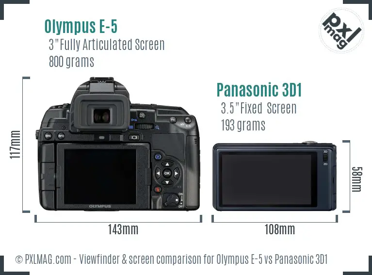 Olympus E-5 vs Panasonic 3D1 Screen and Viewfinder comparison