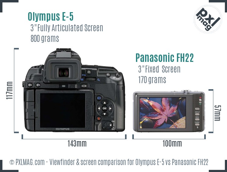 Olympus E-5 vs Panasonic FH22 Screen and Viewfinder comparison