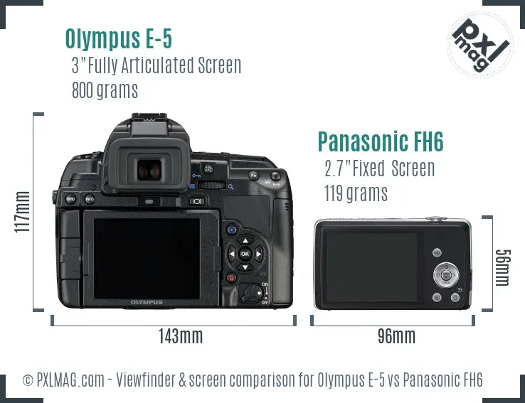Olympus E-5 vs Panasonic FH6 Screen and Viewfinder comparison