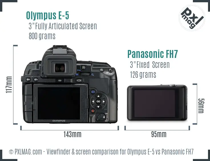 Olympus E-5 vs Panasonic FH7 Screen and Viewfinder comparison